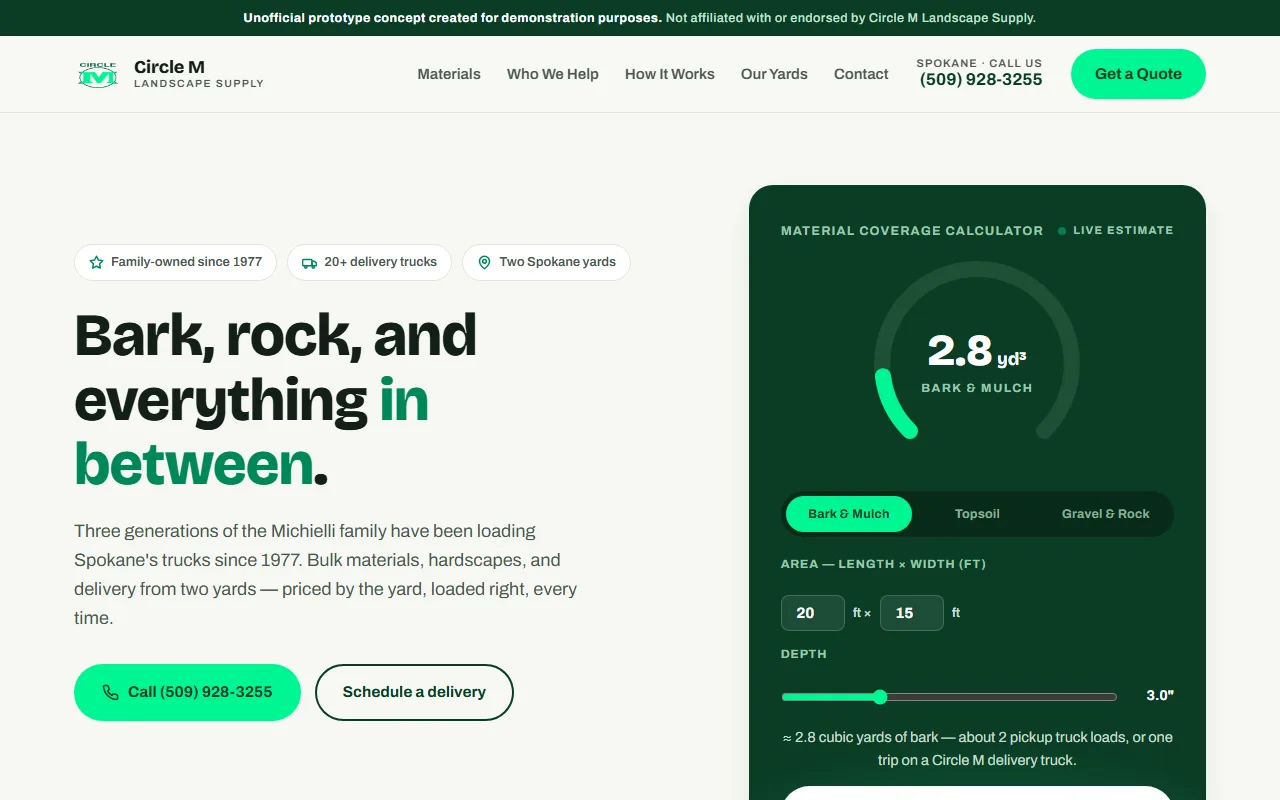 Circle M Landscape Supply concept website
