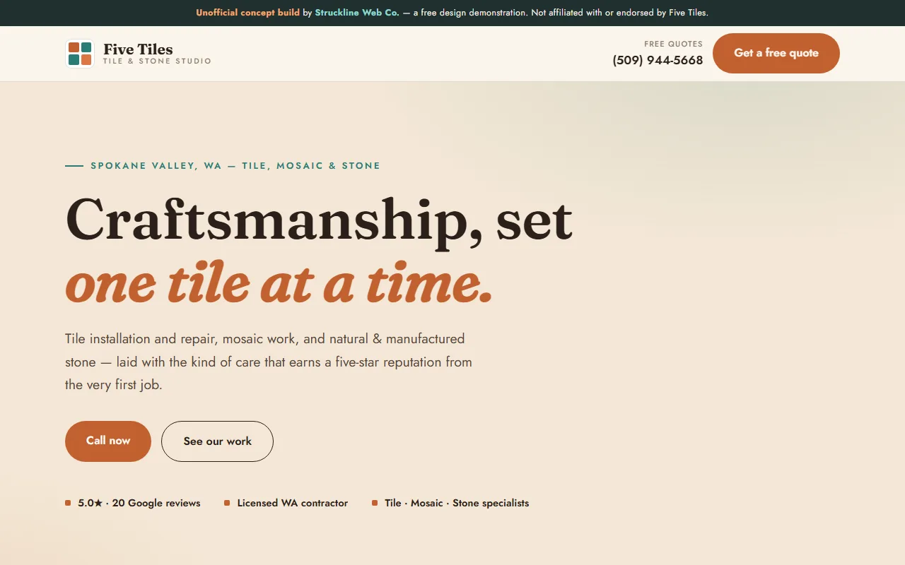 Five Tiles concept website