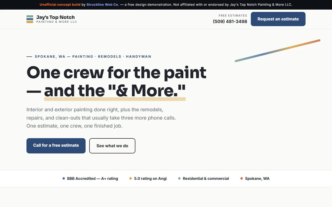 Jay's Top Notch Painting & More concept website