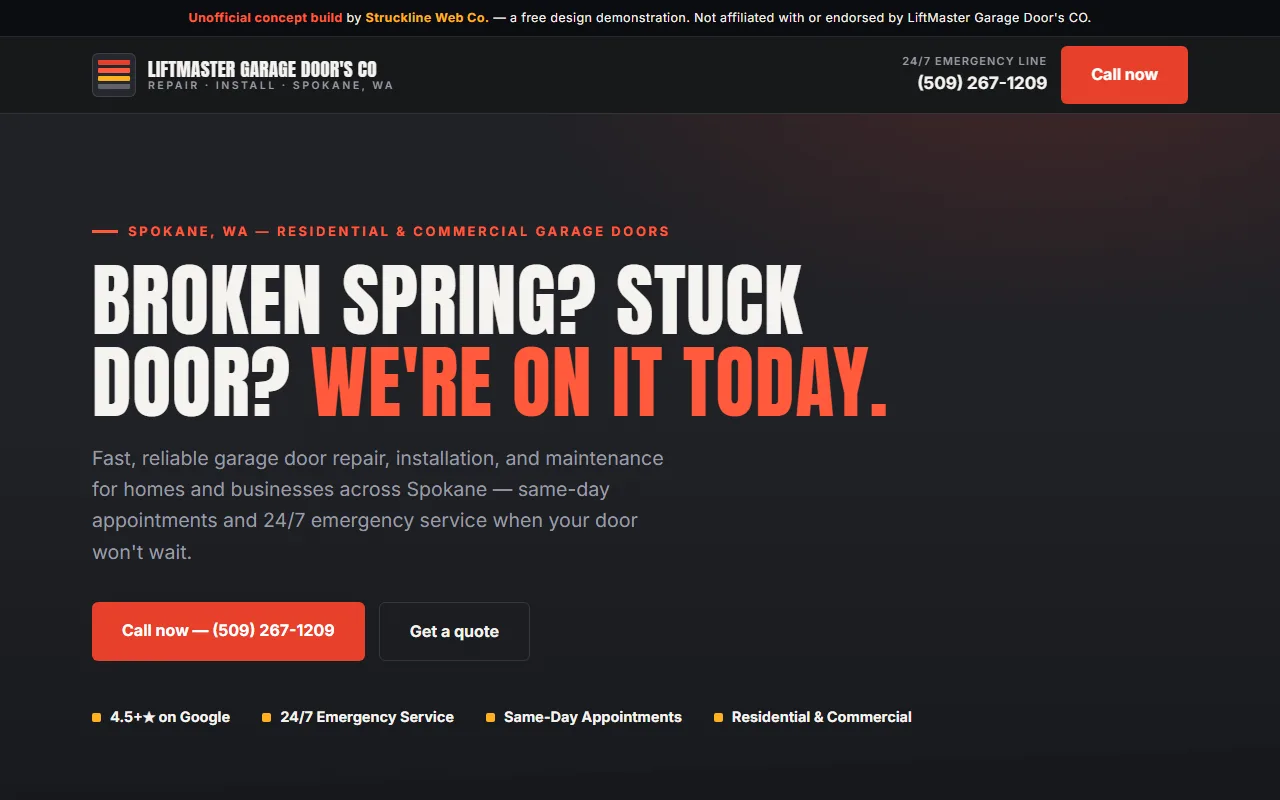 LiftMaster Garage Door's CO concept website