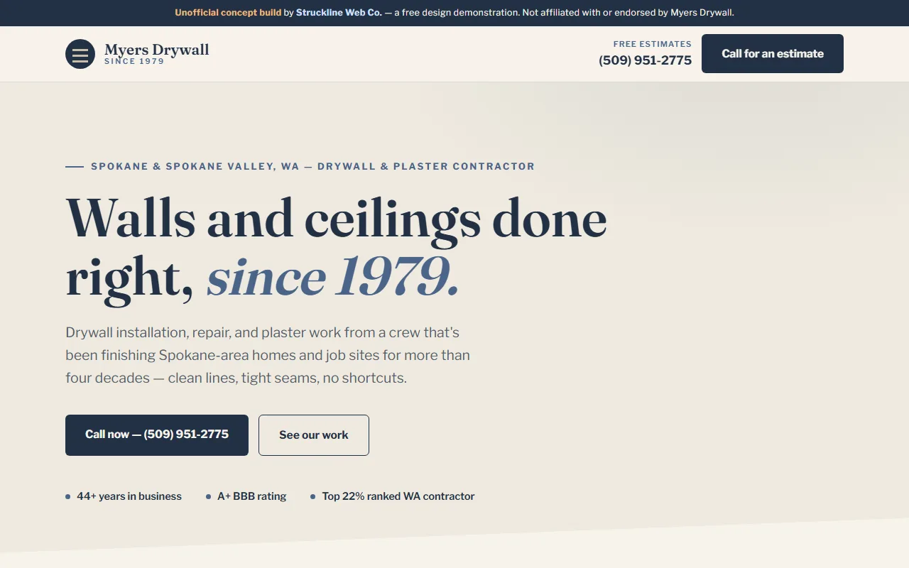 Myers Drywall concept website