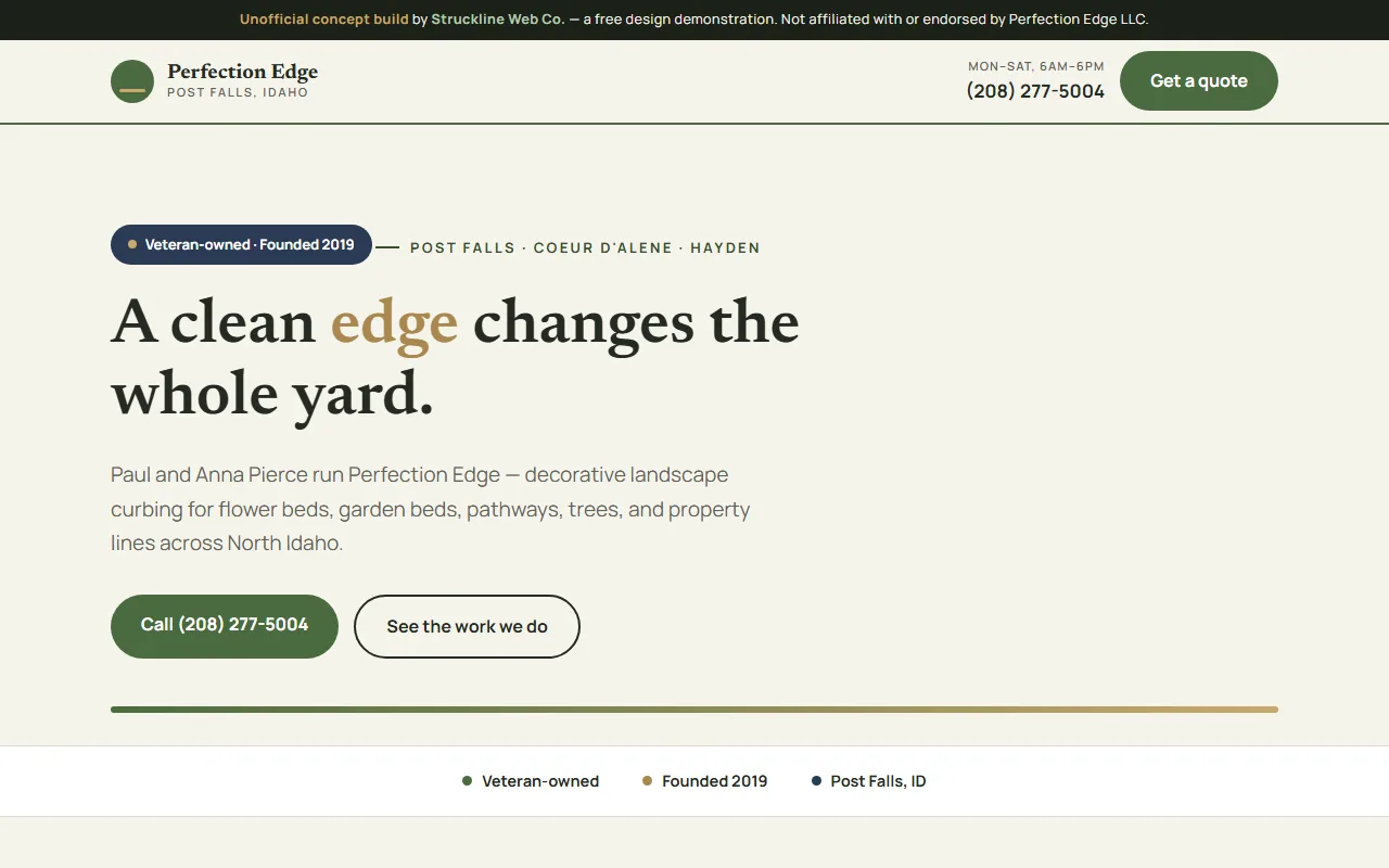 Perfection Edge concept website