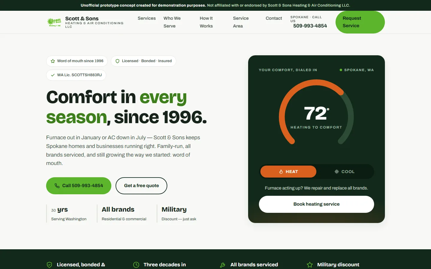 Scott and Sons HVAC concept website